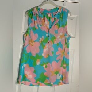 Lilly Pulitzer Floral Sleeveless Top Size Large
